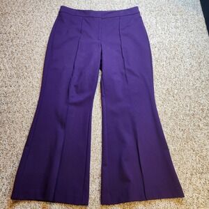 Worthington Pintuck Flare Pants | Mysterious Purple Stretch Ponte | Women's 14P